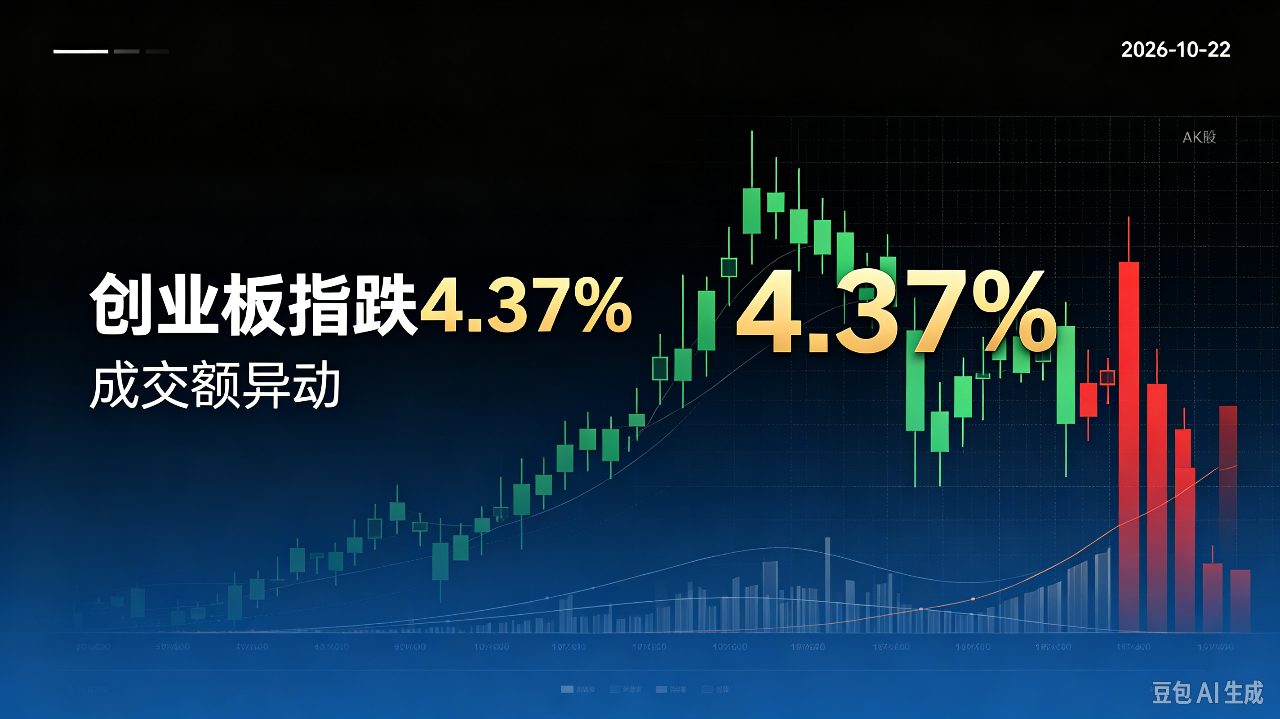 创业板指跌4.37%成交额异动 | 2026-10-22