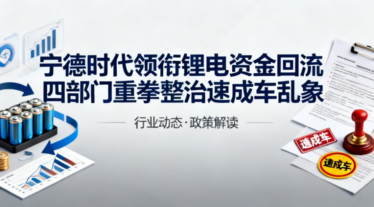 宁德时代领衔锂电资金回流，四部门重拳整治速成车乱象